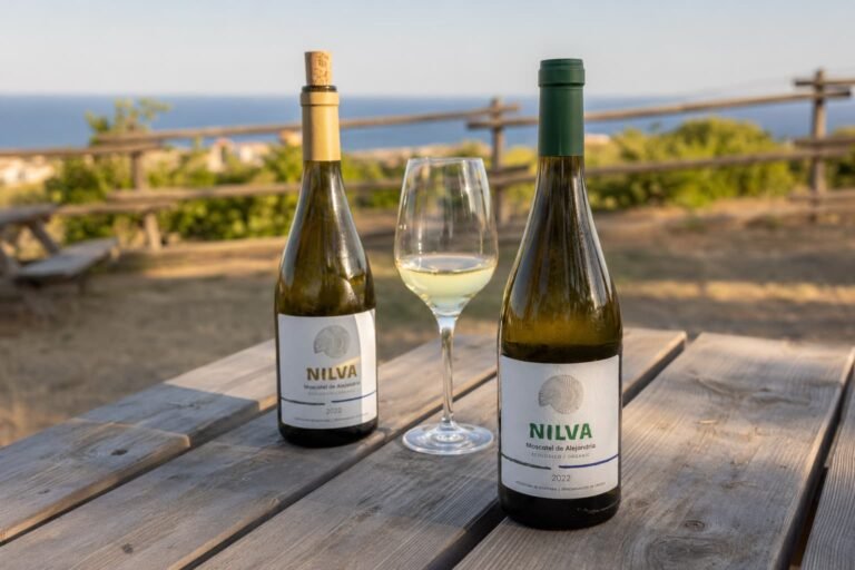 Wine bottle in vineyard Manilva